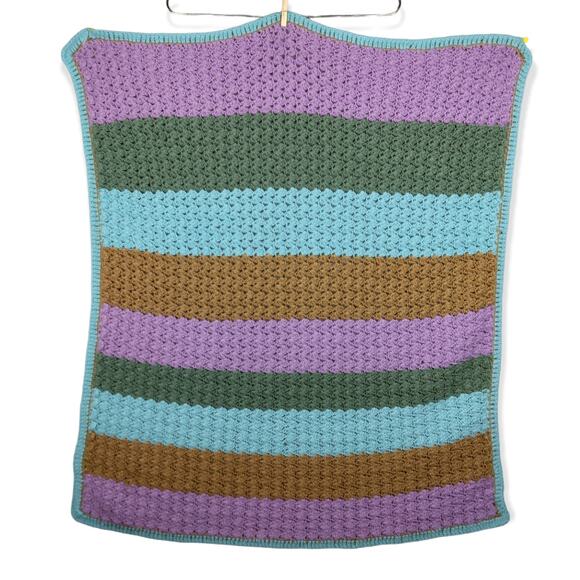 Crochet handmade blanket Pastel Color Block 35" x 41" - Picture 2 of 5